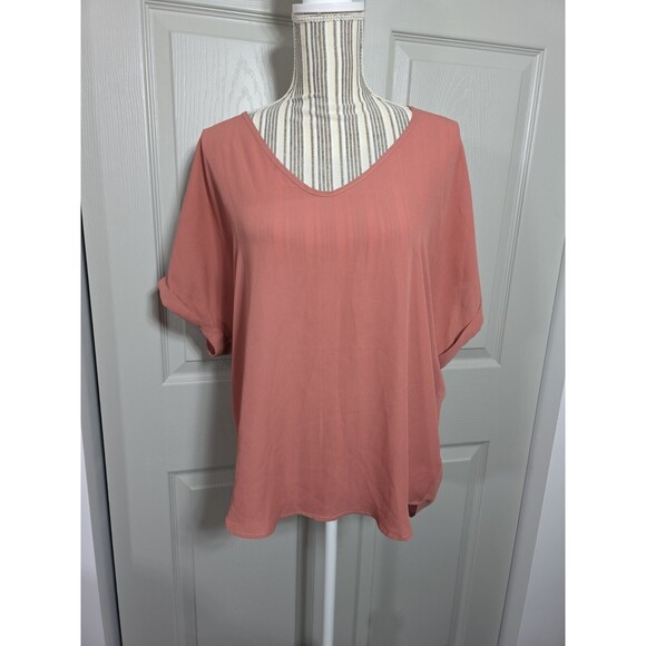 Alya Tops - Alya Rust/Orange Short Sleeve Size S Chiffon Cap Sleeve Top Blouse Pull On Shirt